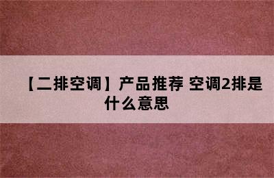 【二排空调】产品推荐 空调2排是什么意思